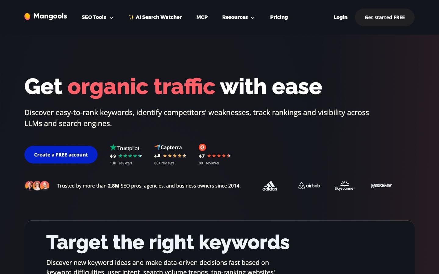 Mangools homepage