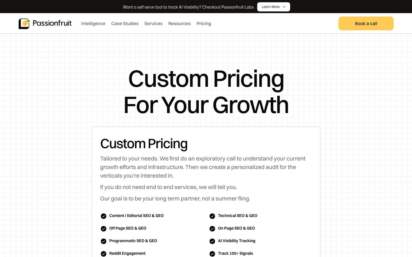 Passionfruit pricing page with its plans and prices