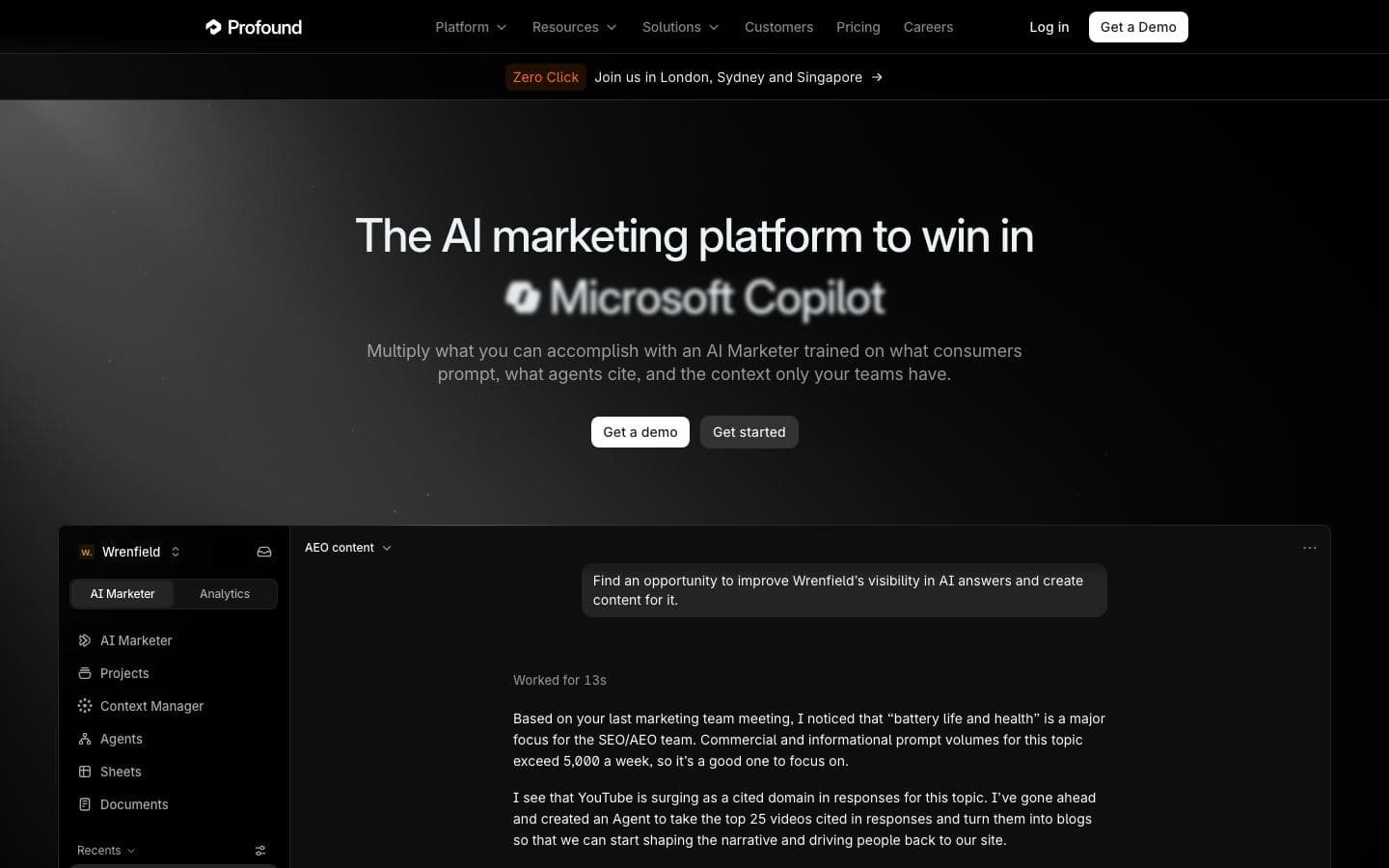 Profound homepage