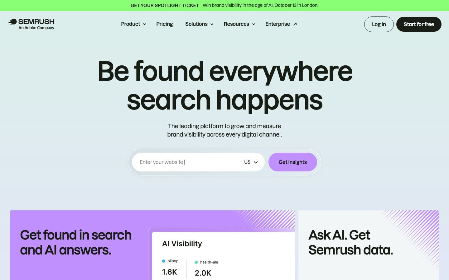 Semrush homepage
