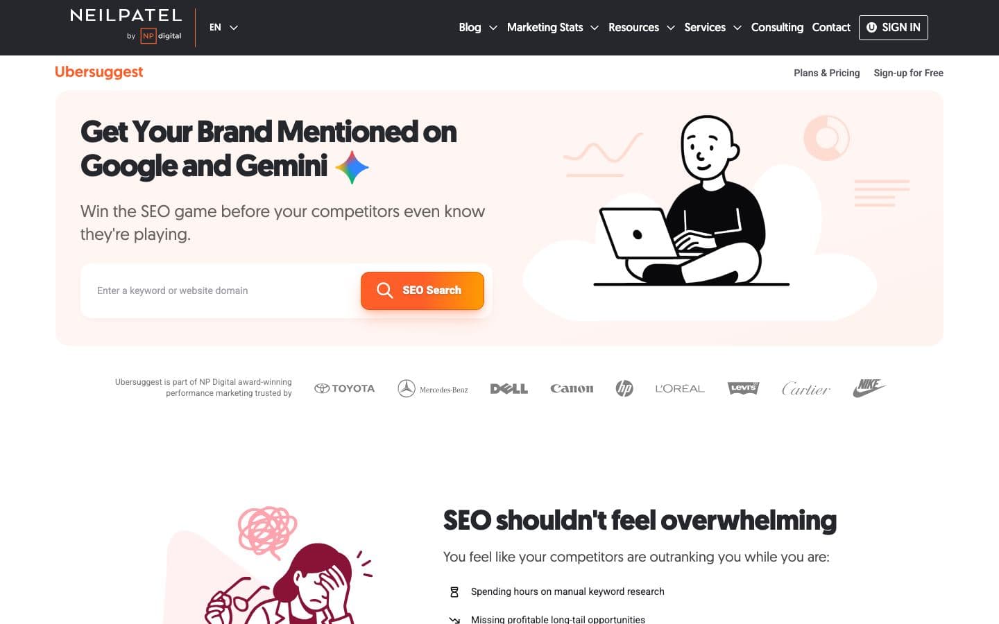 Ubersuggest homepage